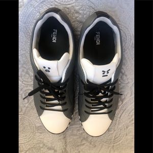 Green /white leather Fendi sneakers